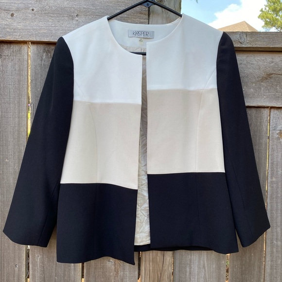 🖤 HOST PICK 🖤 Black, tan and ivory Color Block Blazer - Picture 1 of 7